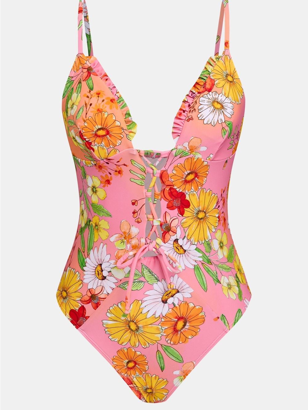 BNWT - CUPSHE Bahama Boom One-Piece with Lace-Up Front - Size S